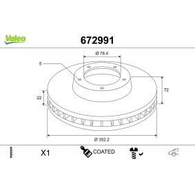 Achetez des Disque de frein VALEO 672991 à prix pour 76,16 €