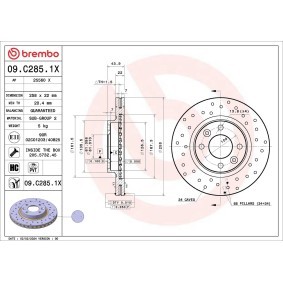 Kjøp Bremseskive av BREMBO 09.C285.1X til den lave prisen 925,87 NOK