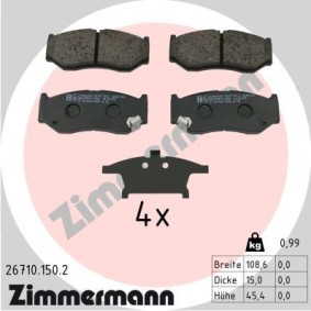 Comprar Juego de pastillas de freno de ZIMMERMANN 26710.150.2 a bajo precio de 47,09 €