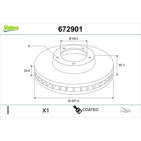 Comprar Disco de freno de VALEO 672901 a bajo precio de 51,50 €