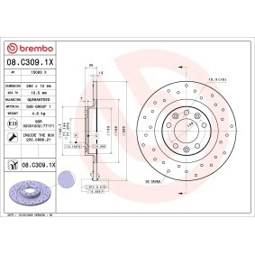 Köp Bromsskiva av BREMBO 08.C309.1X till det låga priset 1216,08 kr