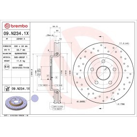 Comprar Disco de freno de BREMBO 09.N234.1X a bajo precio de 132,91 €