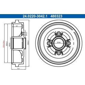 Comprar Tambor de freno de ATE 24.0220-3042.1 a bajo precio de 63,64 €