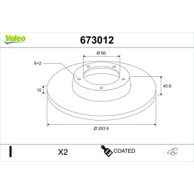 Comprar Disco de freno de VALEO 673012 a bajo precio de 65,70 €