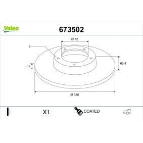 Achetez des Disque de frein VALEO 673502 à prix pour 55,53 €