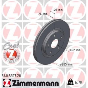 Comprar Disco de freno de ZIMMERMANN 540.5317.20 a bajo precio de 59,05 €