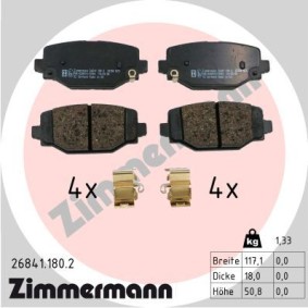Comprar Juego de pastillas de freno de ZIMMERMANN 26841.180.2 a bajo precio de 69,13 €