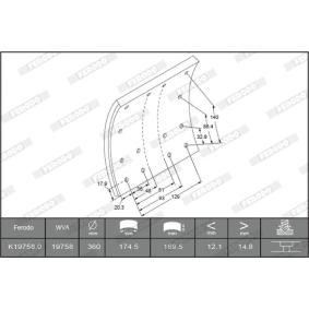 Comprar Juego de forros de freno, freno de tambor de FERODO K19758.1-F3661 a bajo precio de 324,95 €