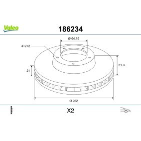 Köp Bromsskiva av VALEO 186234 till det låga priset 2040,11 kr