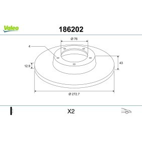 Køb Bremseskive af VALEO 186202 til den lave pris 1315,69 DKK