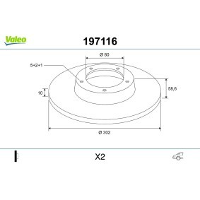 Köp Bromsskiva av VALEO 197116 till det låga priset 929,06 kr