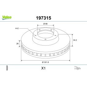 Köp Bromsskiva av VALEO 197315 till det låga priset 707,91 kr