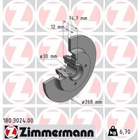 Kjøp Bremseskive av ZIMMERMANN 180.3024.00 til den lave prisen 3025,31 NOK