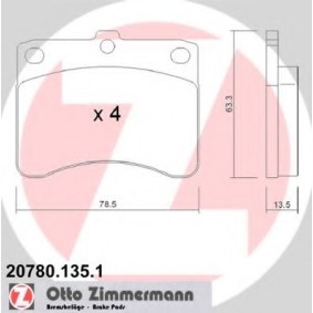 Køb Bremseklodser af ZIMMERMANN 20780.135.1 til den lave pris 550,90 DKK