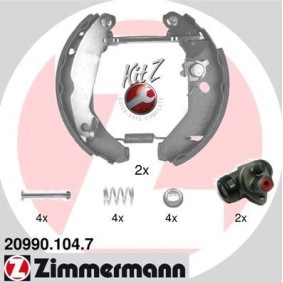 Køb Bremsesæt, trommelbremser af ZIMMERMANN 20990.104.7 til den lave pris 1908,93 DKK
