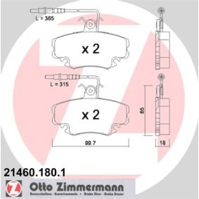Comprar Juego de pastillas de freno de ZIMMERMANN 21460.180.1 a bajo precio de 109,63 €