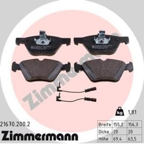 Comprar Juego de pastillas de freno de ZIMMERMANN 21670.200.2 a bajo precio de 62,75 €