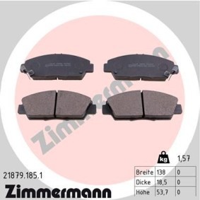 Comprar Juego de pastillas de freno de ZIMMERMANN 21879.185.1 a bajo precio de 153,44 €