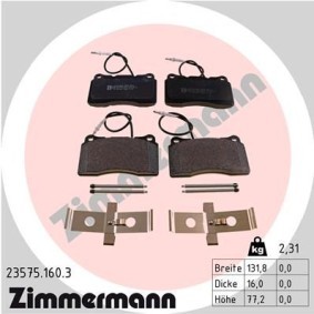 Comprar Juego de pastillas de freno de ZIMMERMANN 23575.160.3 a bajo precio de 199,75 €
