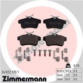 Køb Bremseklodser af ZIMMERMANN 24922.170.1 til den lave pris 502,92 DKK