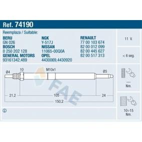 Köp Glödstift av FAE 74190 till det låga priset 174,86 kr