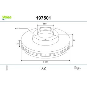 Acquista Disco freno da VALEO 197501 a buon mercato per soli 69,55 €