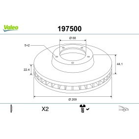 Köp Bromsskiva av VALEO 197500 till det låga priset 1032,62 kr