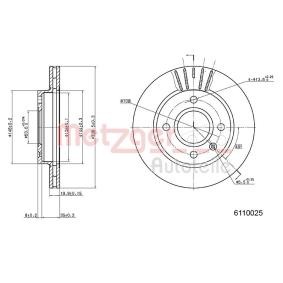 Achetez des Disque de frein METZGER 6110025 à prix pour 22,52 €