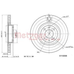 Achetez des Disque de frein METZGER 6110098 à prix pour 41,70 €