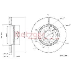 Achetez des Disque de frein METZGER 6110255 à prix pour 46,76 €
