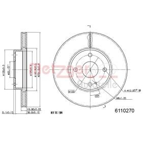 Achetez des Disque de frein METZGER 6110270 à prix pour 51,94 €