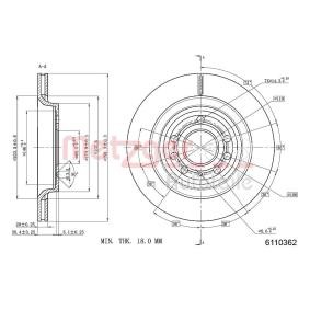 Comprar Disco de freno de METZGER 6110362 a bajo precio de 29,56 €