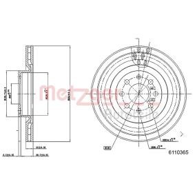 Achetez des Disque de frein METZGER 6110365 à prix pour 46,07 €