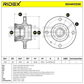 Kjøp Hjullager av RIDEX 654W0256 til den lave prisen 599,16 NOK