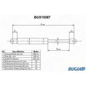 Köp Gasfjäder till baklucka av BUGIAD BGS10087 till det låga priset 254,81 kr