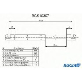 Köp Gasfjäder till baklucka av BUGIAD BGS10307 till det låga priset 193,14 kr