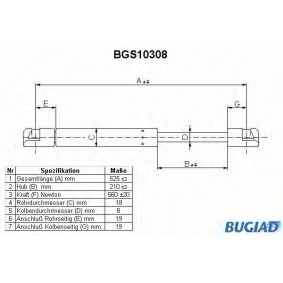 Köp Gasfjäder till baklucka av BUGIAD BGS10308 till det låga priset 212,66 kr