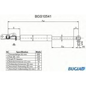 Köp Gasfjäder till baklucka av BUGIAD BGS10541 till det låga priset 285,28 kr