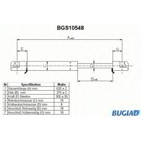 Köp Gasfjäder till baklucka av BUGIAD BGS10548 till det låga priset 263,77 kr