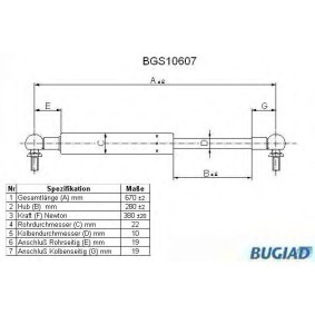Köp Gasfjäder till baklucka av BUGIAD BGS10607 till det låga priset 300,56 kr