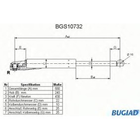 Köp Gasfjäder till baklucka av BUGIAD BGS10732 till det låga priset 310,77 kr