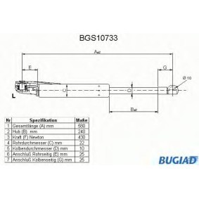 Köp Gasfjäder till baklucka av BUGIAD BGS10733 till det låga priset 310,77 kr