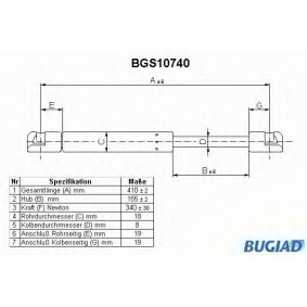 Köp Gasfjäder till baklucka av BUGIAD BGS10740 till det låga priset 208,13 kr