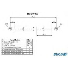 Köp Gasfjäder till baklucka av BUGIAD BGS10807 till det låga priset 205,27 kr