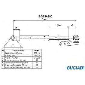 Köp Gasfjäder till baklucka av BUGIAD BGS10895 till det låga priset 312,37 kr