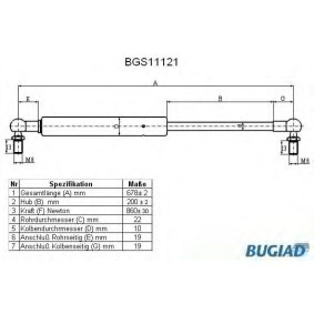 Köp Gasfjäder till baklucka av BUGIAD BGS11121 till det låga priset 312,81 kr