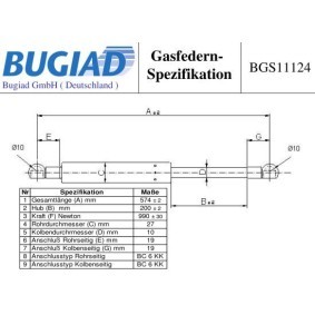 Achetez des Vérin de coffre BUGIAD BGS11124 à prix pour 26,77 €