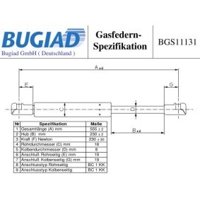 Köp Gasfjäder till baklucka av BUGIAD BGS11131 till det låga priset 300,72 kr