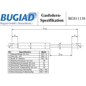 Gasfeder, Heckscheibe BGS11138 von BUGIAD günstig für 14,47 € online kaufen
