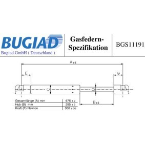 Osta Kaasujousi, konepelti BUGIAD:llä BGS11191 edullisesti hintaan 16,10 €